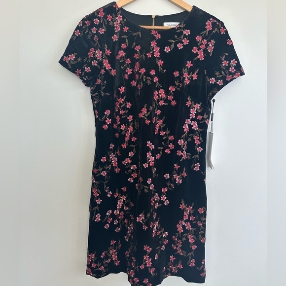 Calvin Klein Velvet Embroidered Shirtdress - Picture 2 of 4